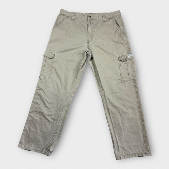 Wrangler Cargo Pants Men’s 38x32 Khaki Beige Utility Workwear Y2K 2000’s - Picture 1 of 8